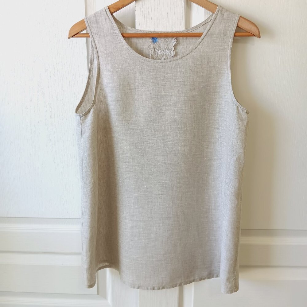 Yuvita Women's Tan Linen Tank Top Size S - Picture 8 of 8